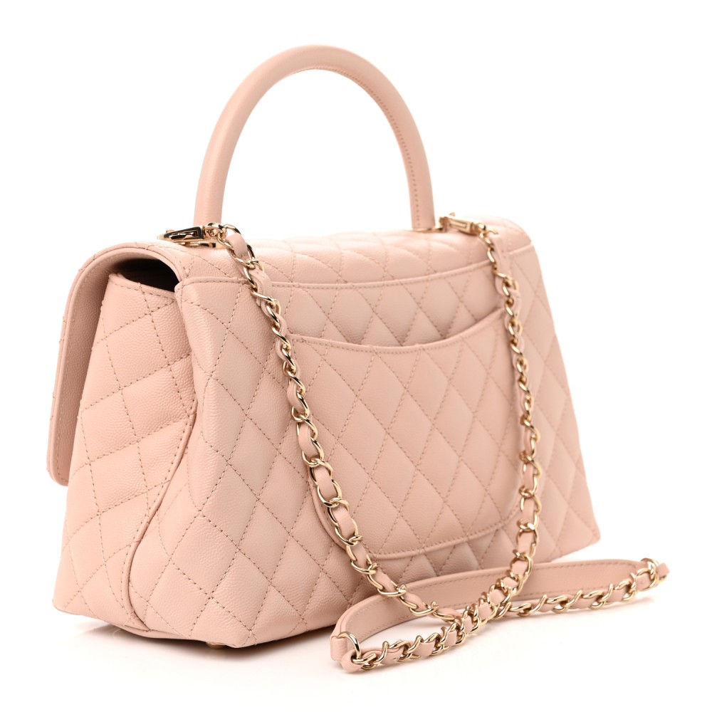 Caviar Quilted Small Coco Handle Flap Light Pink