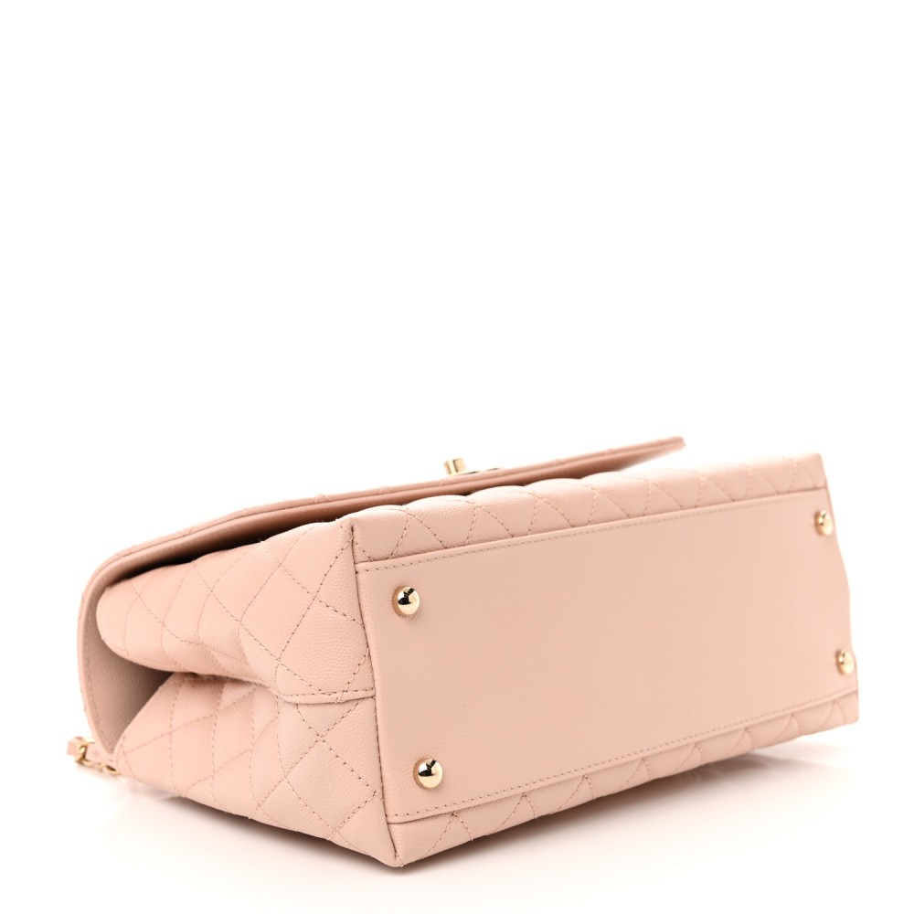 Caviar Quilted Small Coco Handle Flap Light Pink