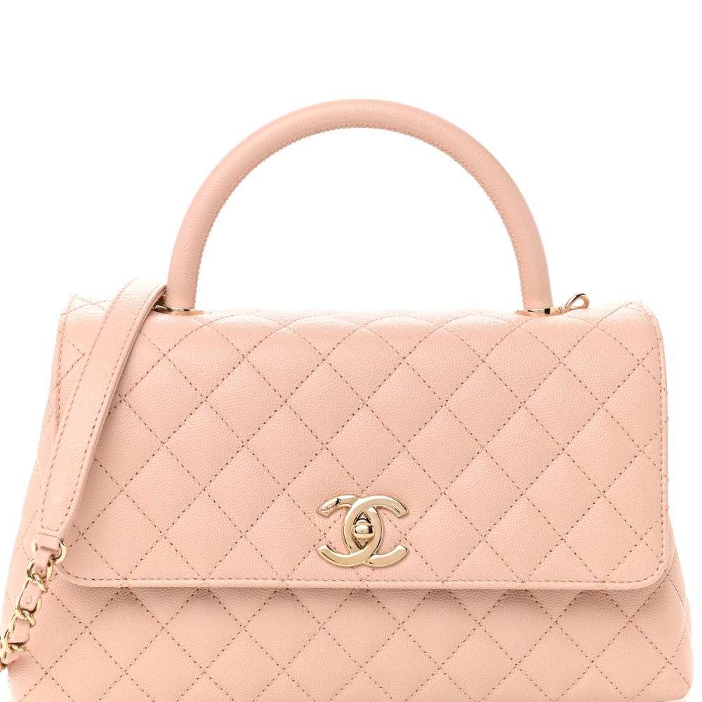 Caviar Quilted Small Coco Handle Flap Light Pink