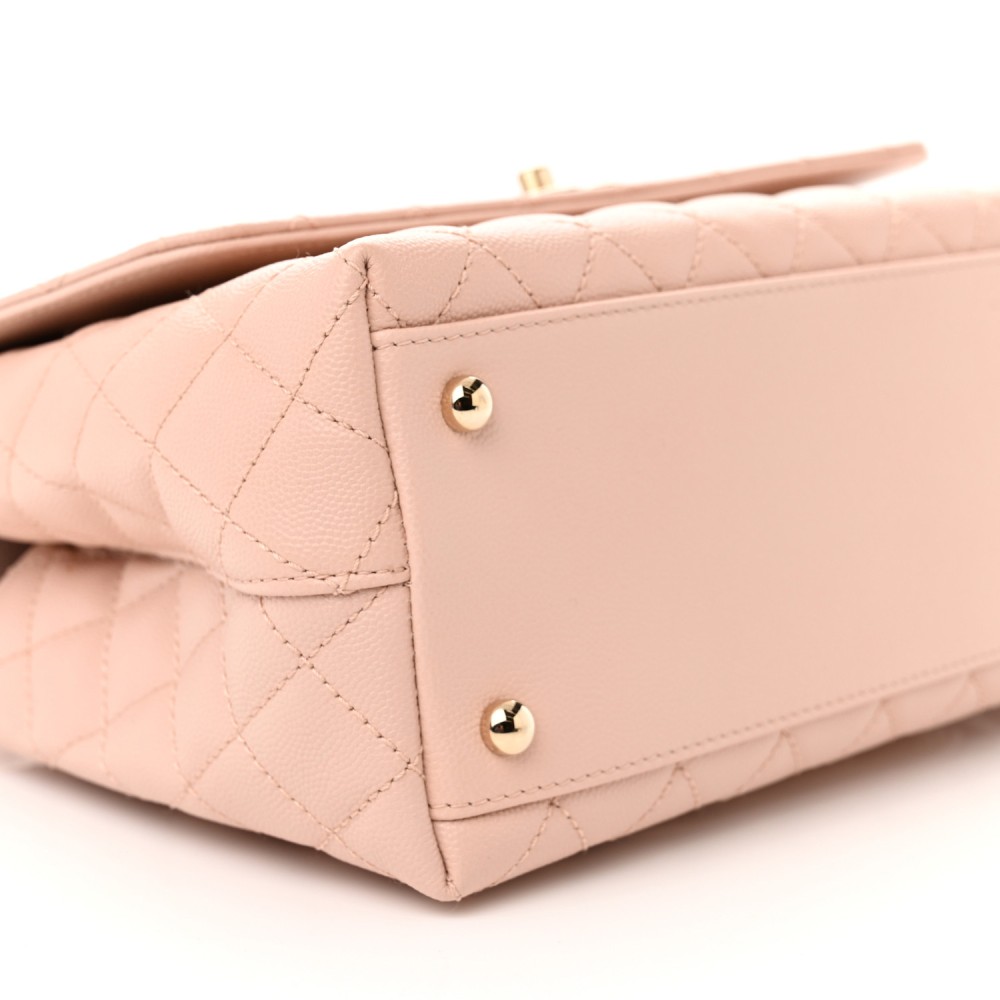 Caviar Quilted Small Coco Handle Flap Light Pink