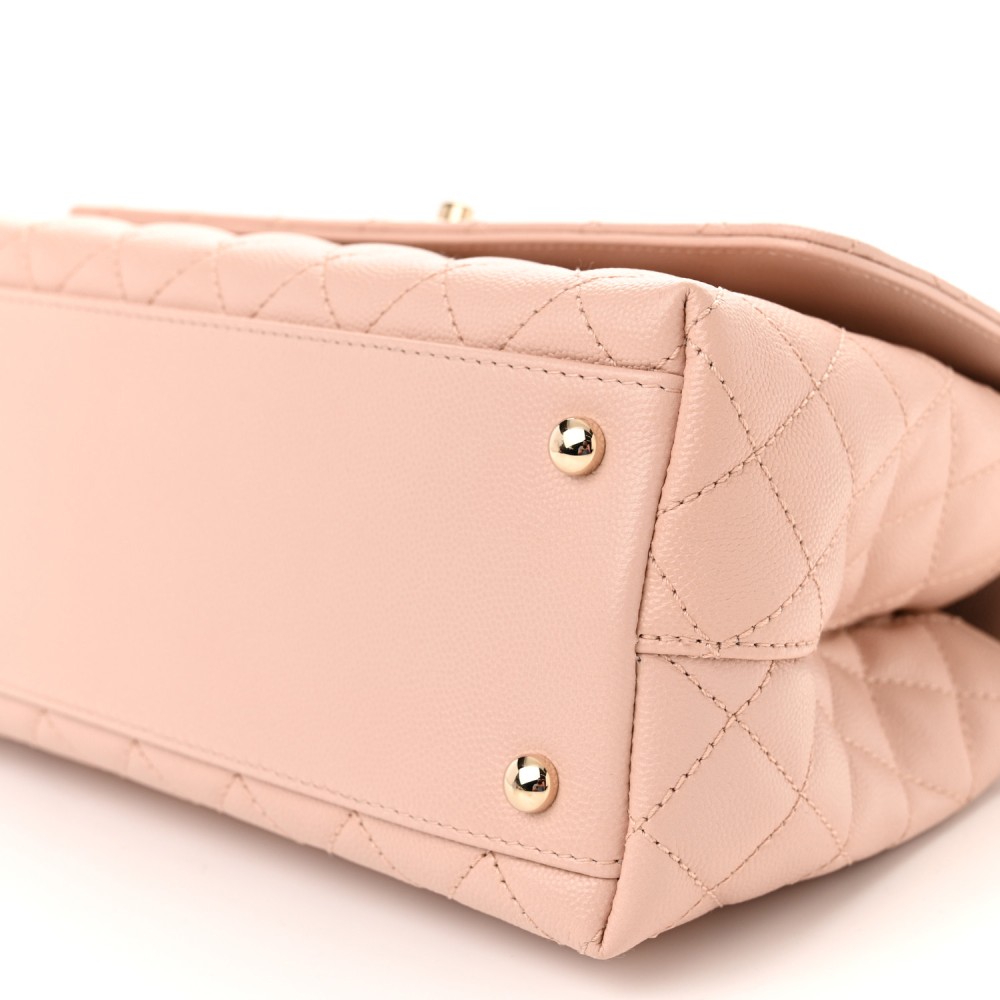 Caviar Quilted Small Coco Handle Flap Light Pink