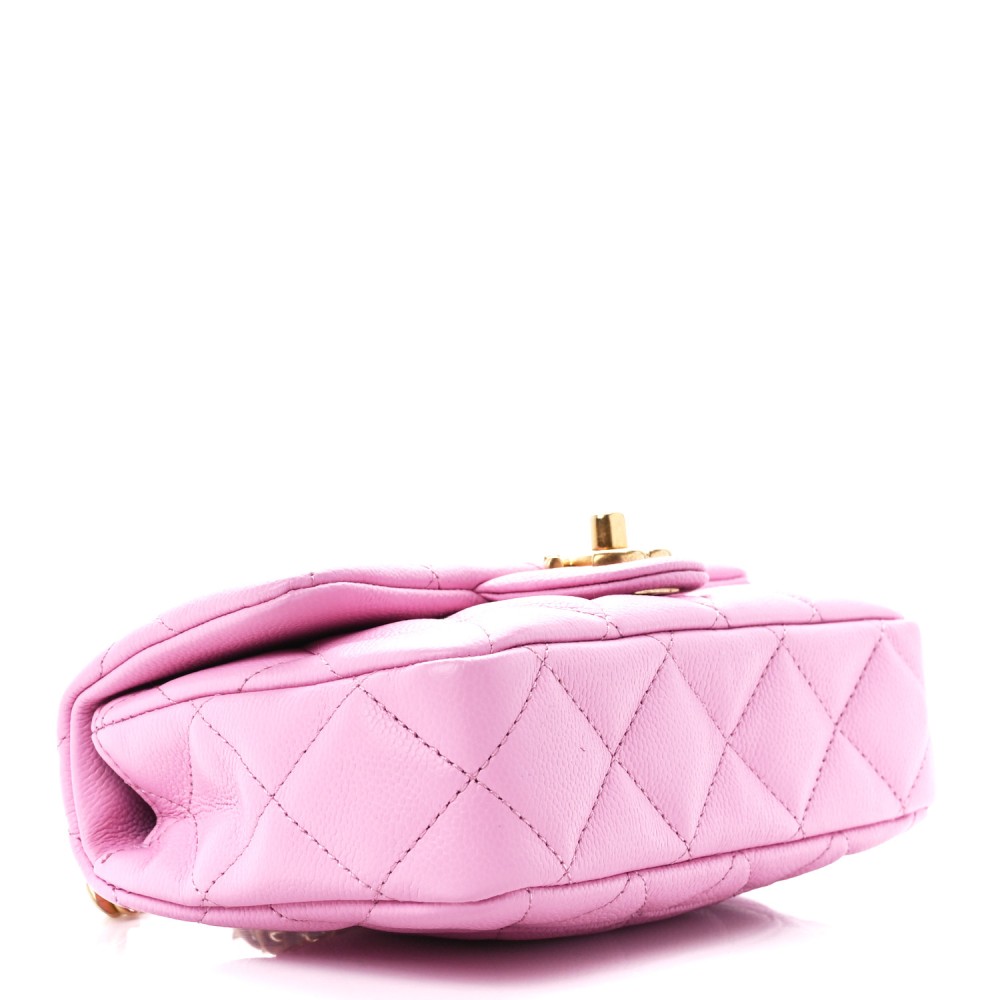 Caviar Quilted Mini Rectangular Sweetheart Flap Lilac