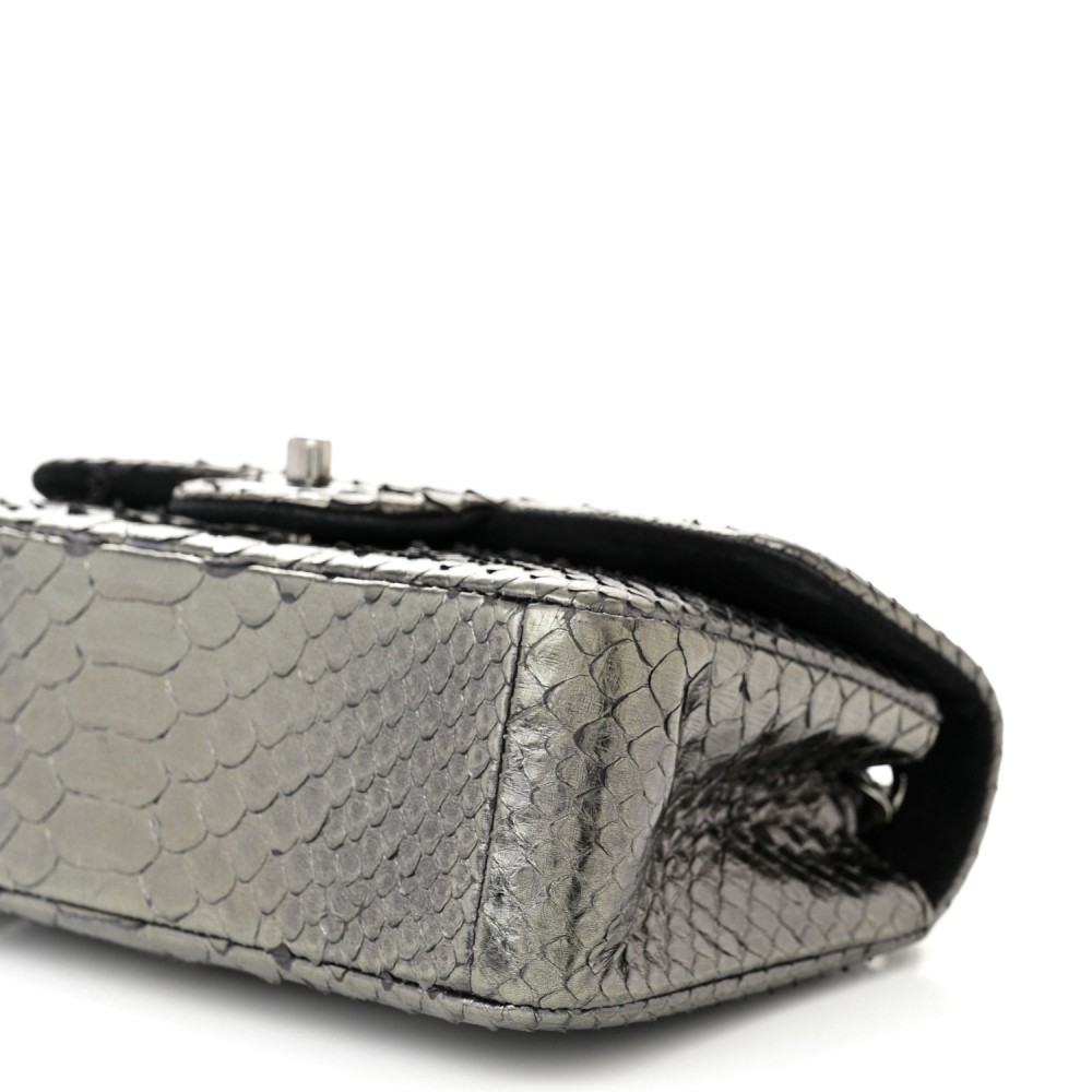 Snakeskin Mini Rectangular Flap Grey