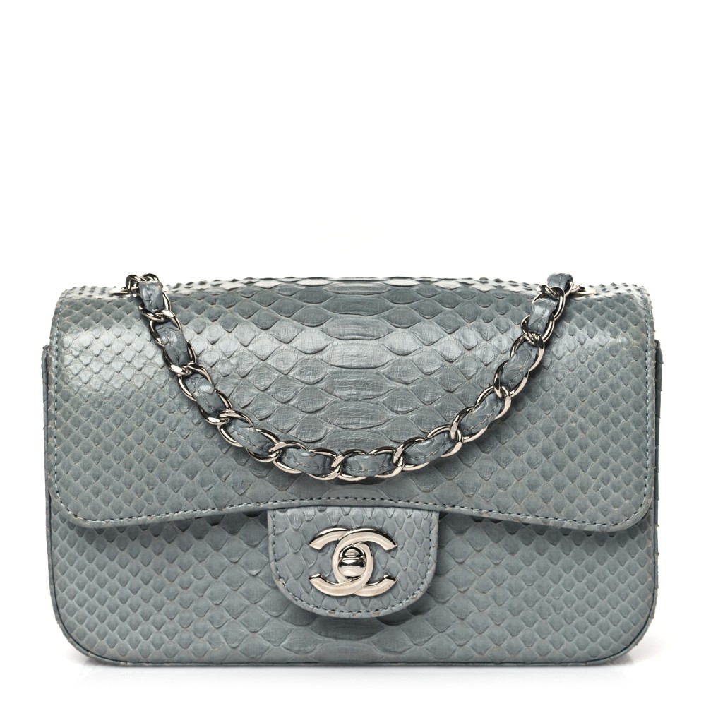 Snakeskin Mini Rectangular Flap Blue