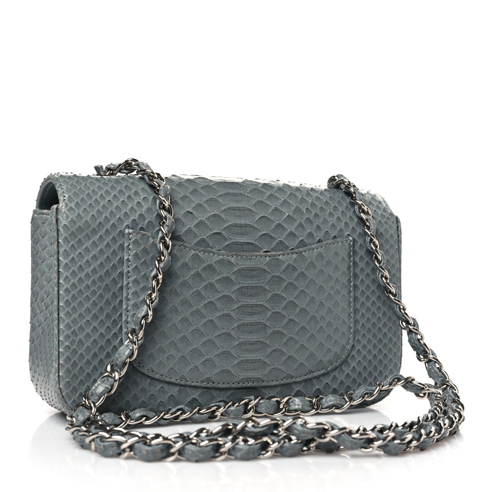 Snakeskin Mini Rectangular Flap Blue