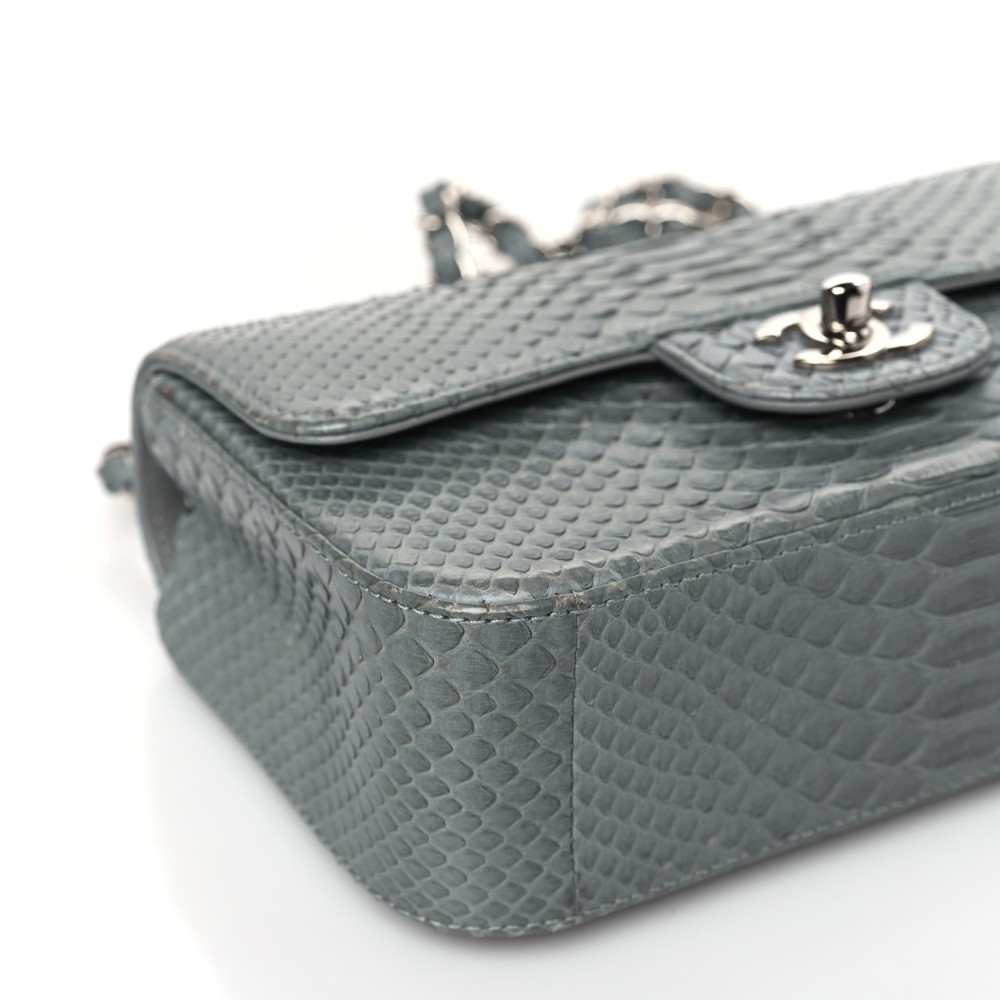 Snakeskin Mini Rectangular Flap Blue