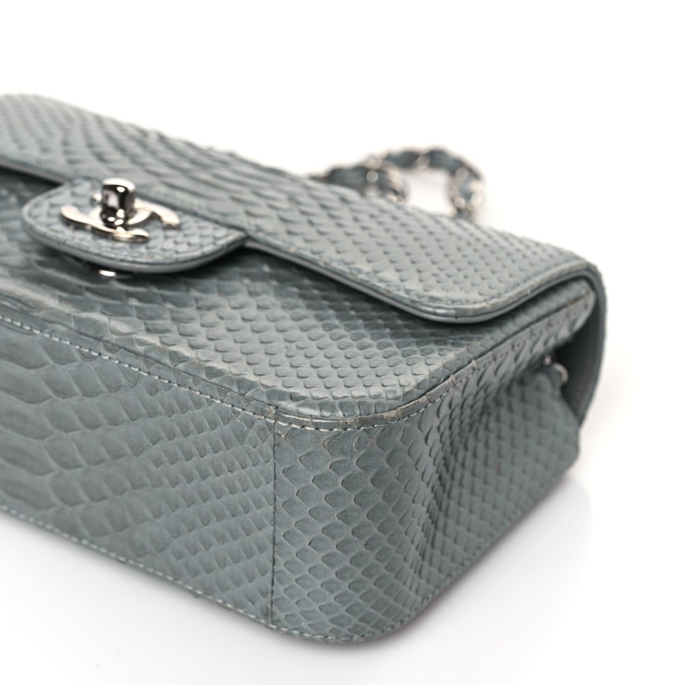 Snakeskin Mini Rectangular Flap Blue