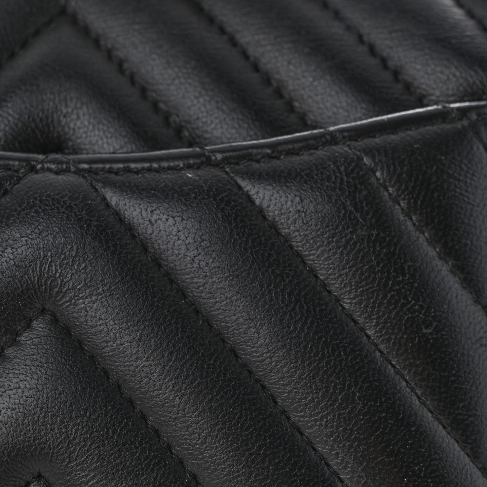 Lambskin Chevron Quilted Mini Rectangular Flap Black