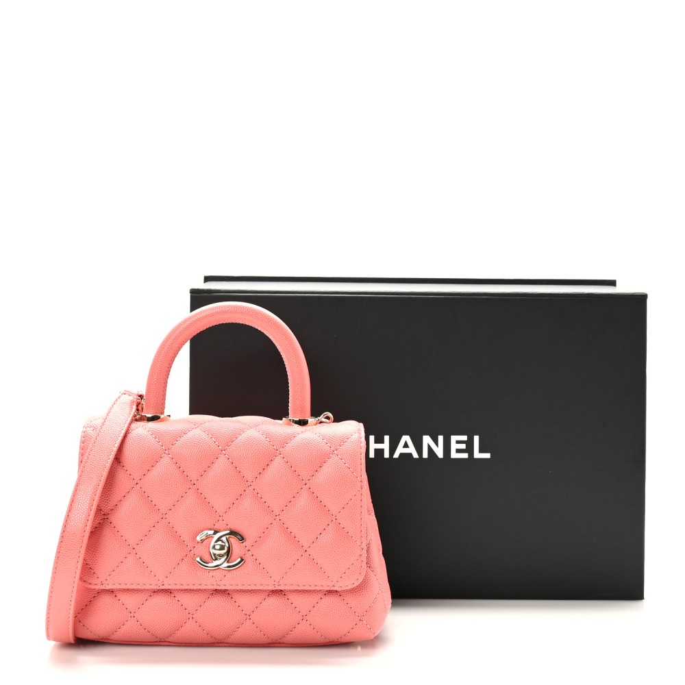 Caviar Quilted Extra Mini Coco Handle Flap Pink