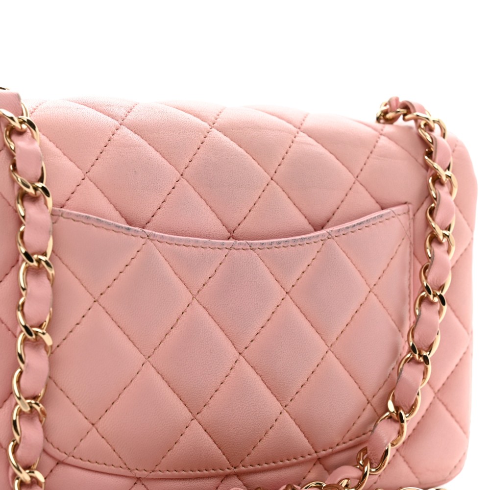 Lambskin Quilted Mini Rectangular Flap Pink