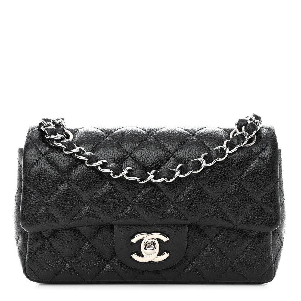 Caviar Quilted Mini Rectangular Flap Black