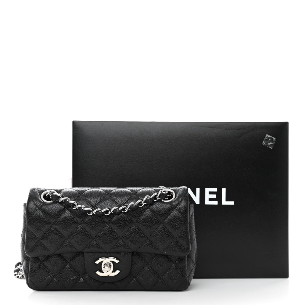 Caviar Quilted Mini Rectangular Flap Black