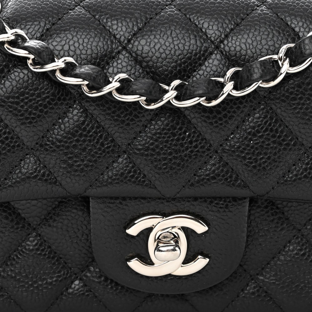 Caviar Quilted Mini Rectangular Flap Black