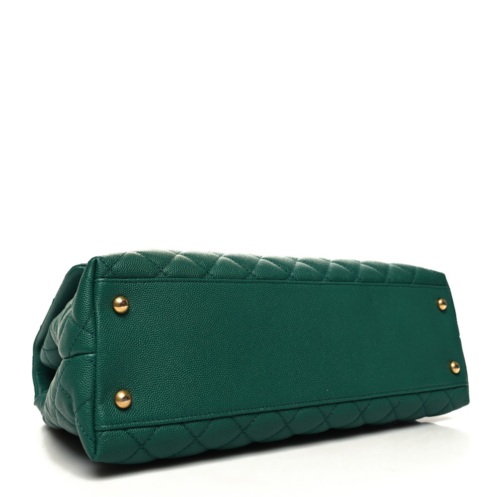 Caviar Quilted Medium Coco Handle Flap Green