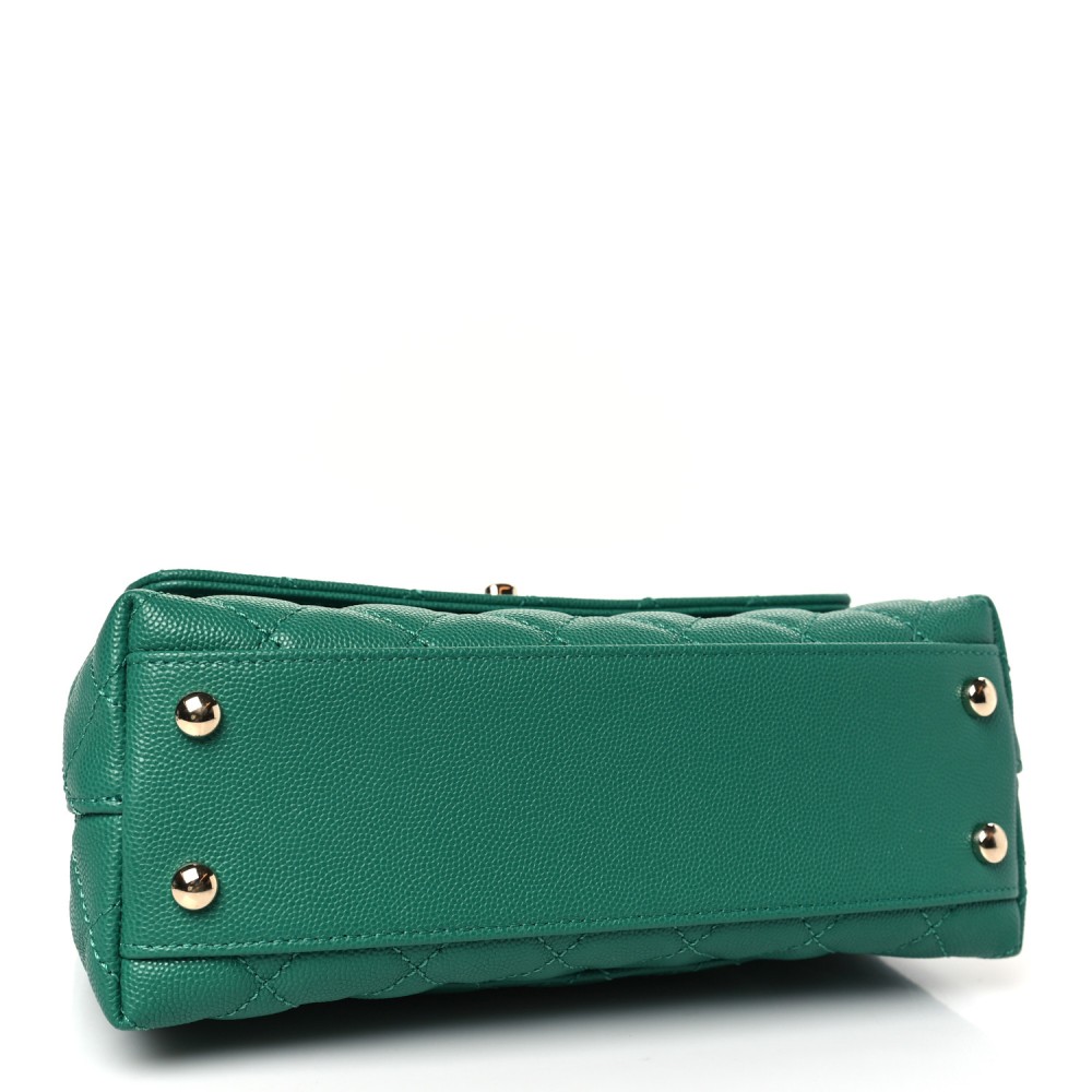 Caviar Quilted Mini Coco Handle Flap Green