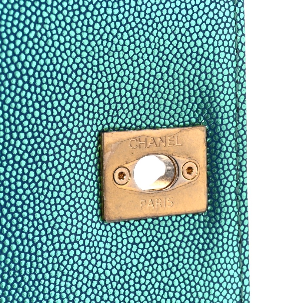 Metallic Caviar Quilted Small Coco Handle Flap Blue