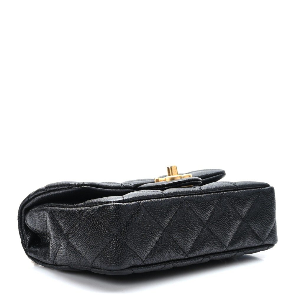 Caviar Quilted Mini Sweetheart Rectangular Flap Black