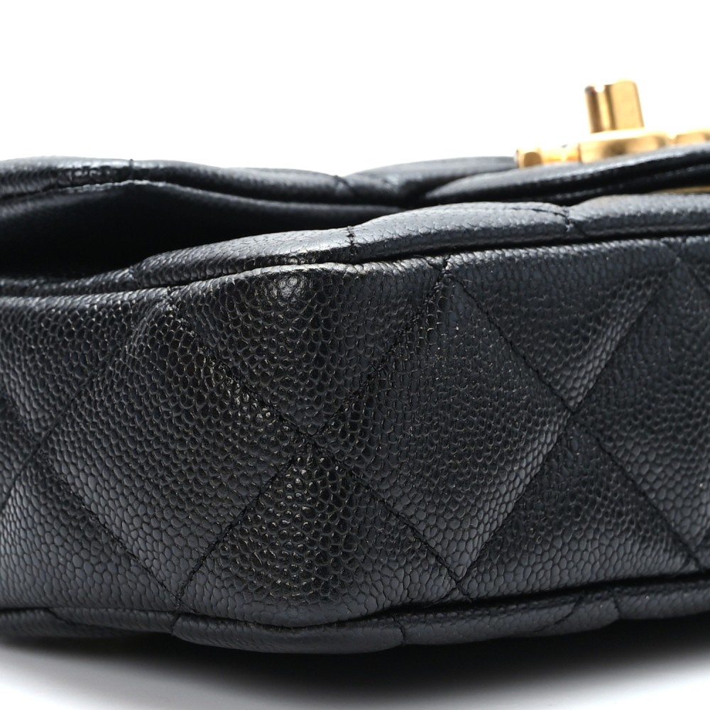 Caviar Quilted Mini Sweetheart Rectangular Flap Black