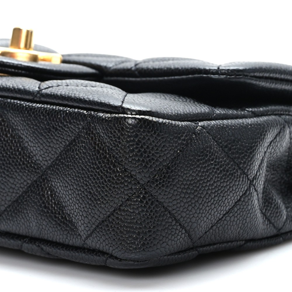 Caviar Quilted Mini Sweetheart Rectangular Flap Black