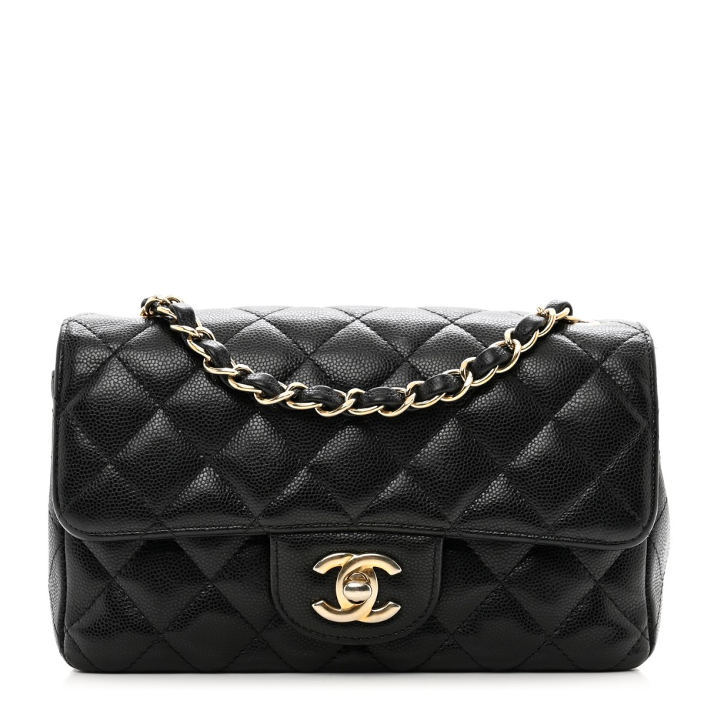 Caviar Quilted Mini Rectangular Flap Black