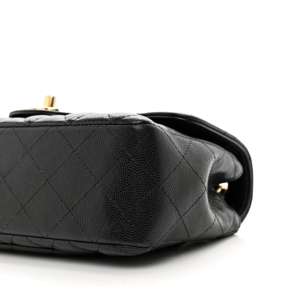 Caviar Quilted Mini Rectangular Flap Black