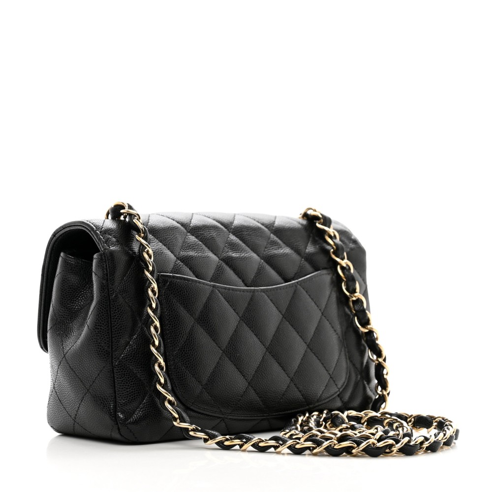 Caviar Quilted Mini Rectangular Flap Black