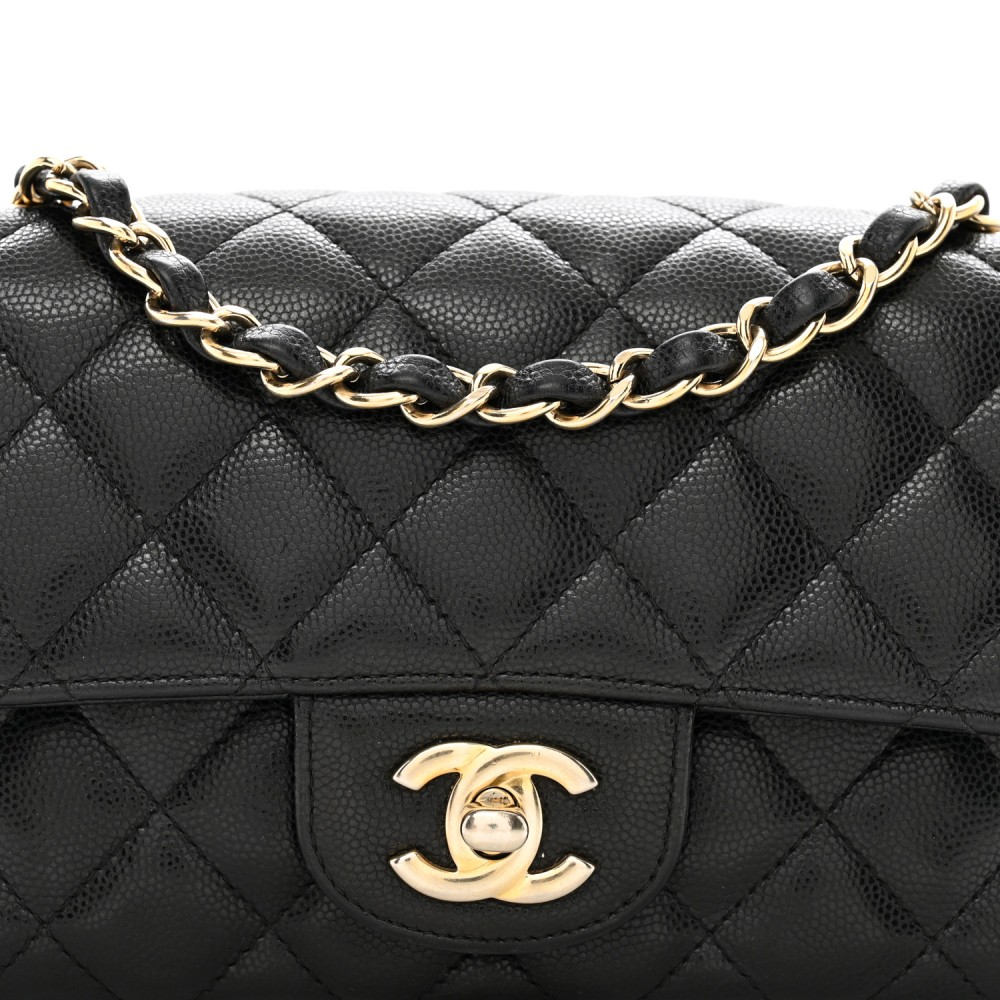 Caviar Quilted Mini Rectangular Flap Black