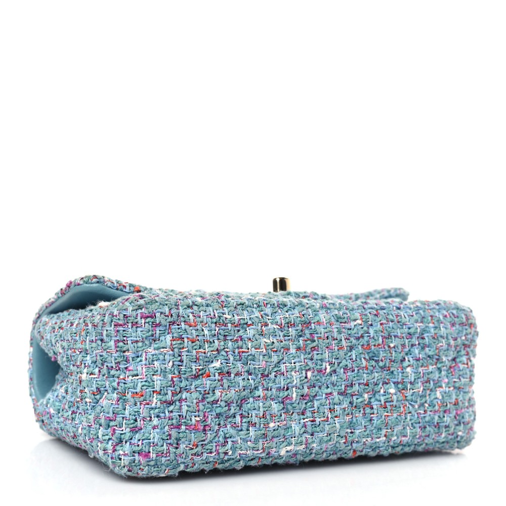 Tweed Quilted Mini Rectangular Flap Turquoise Purple White Red