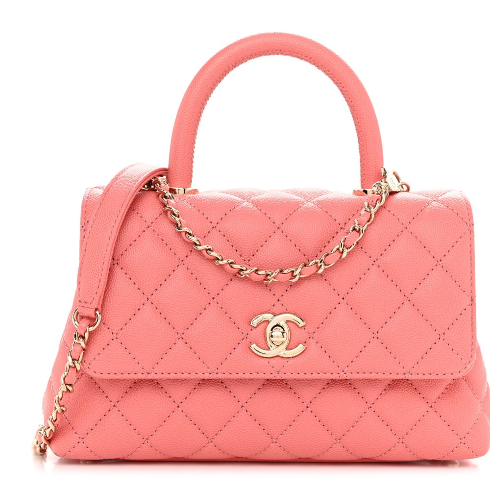 Caviar Quilted Mini Coco Handle Flap Pink