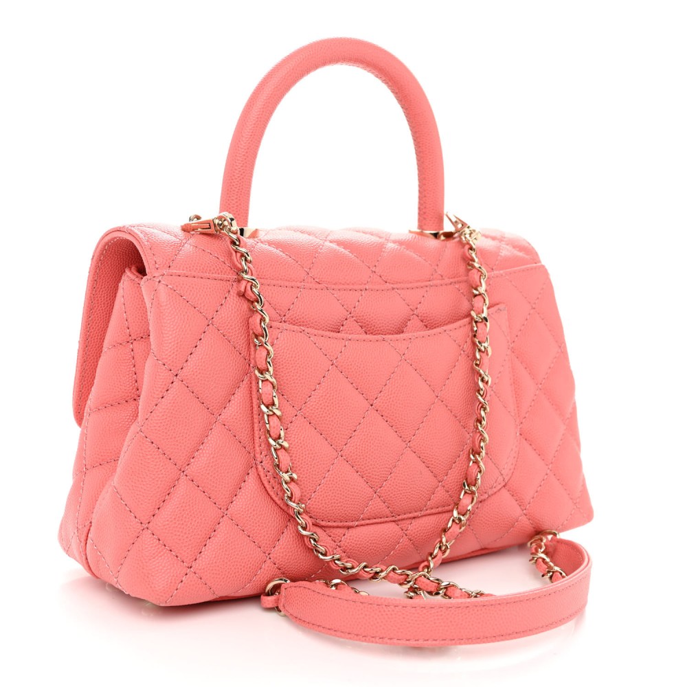 Caviar Quilted Mini Coco Handle Flap Pink