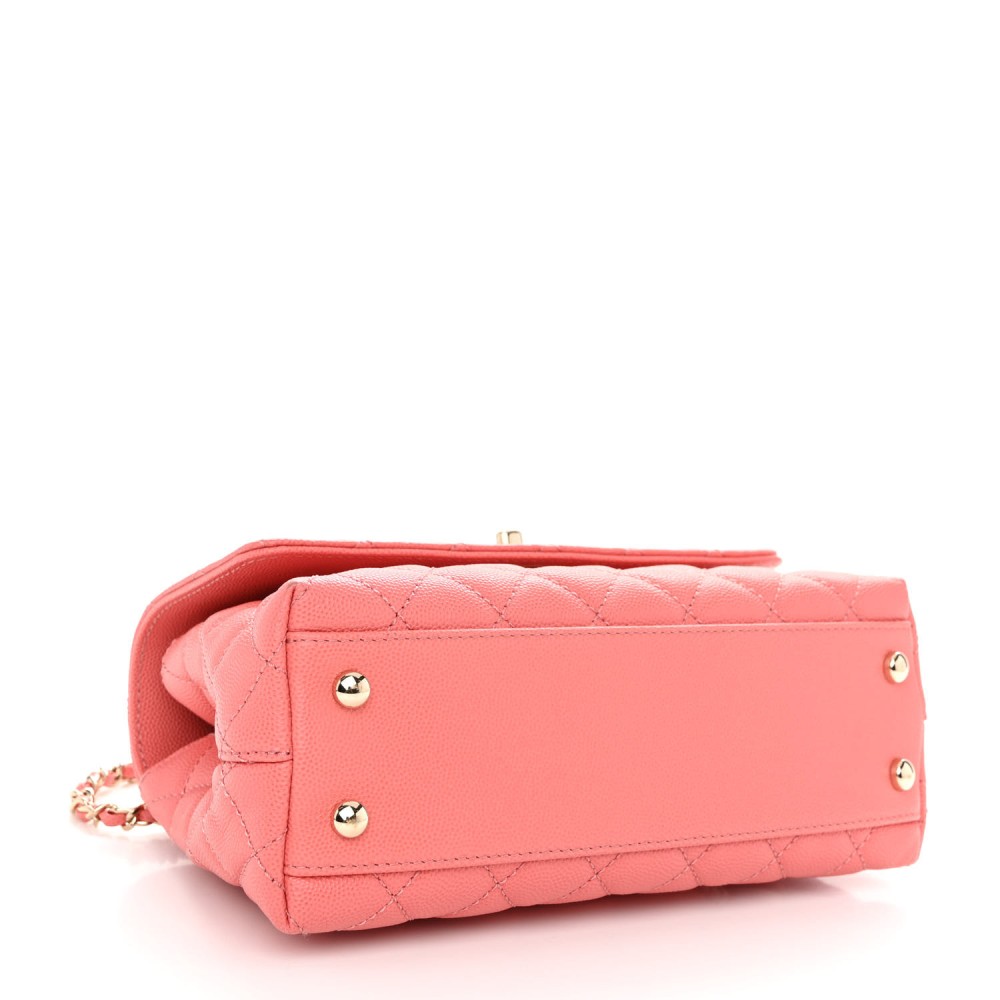 Caviar Quilted Mini Coco Handle Flap Pink