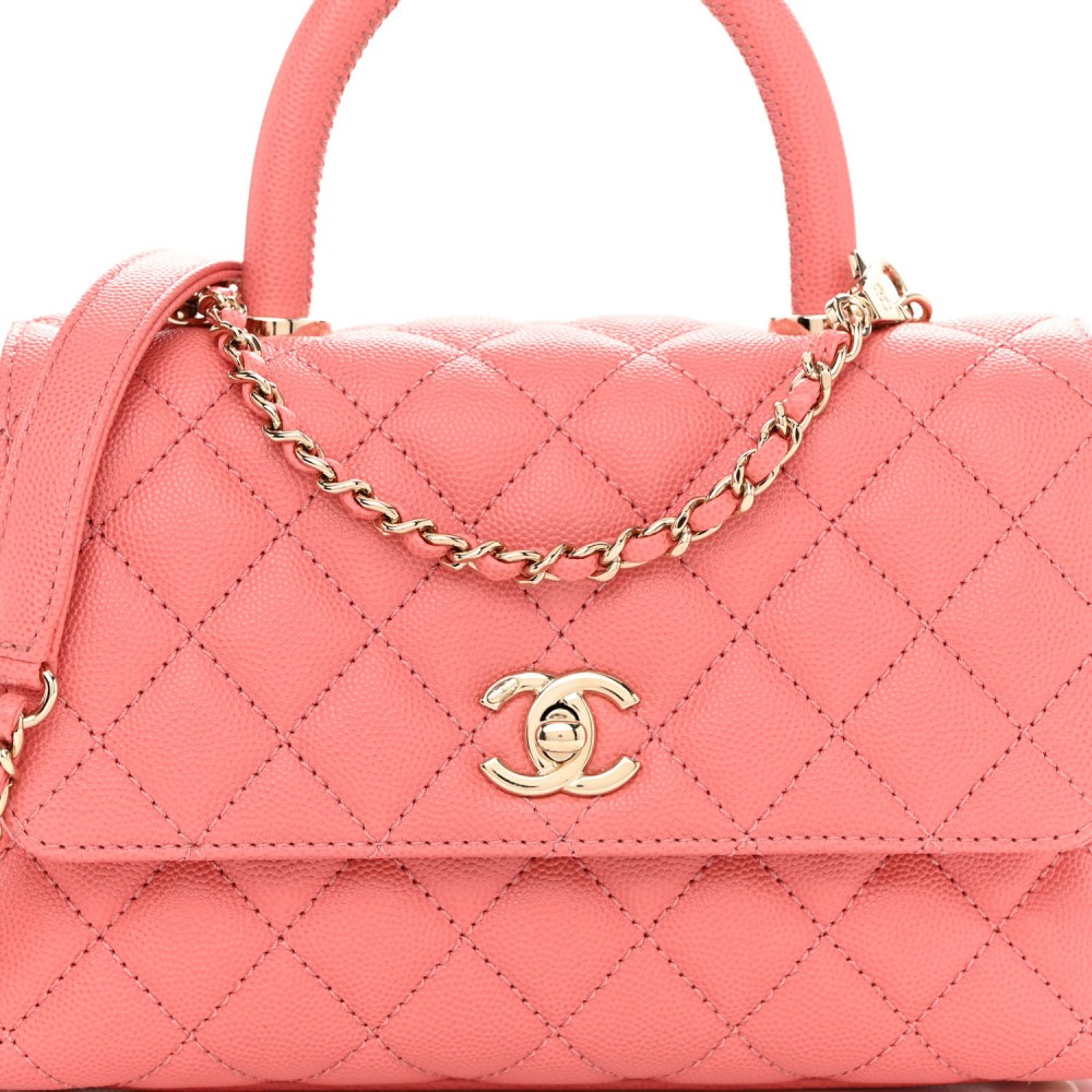 Caviar Quilted Mini Coco Handle Flap Pink