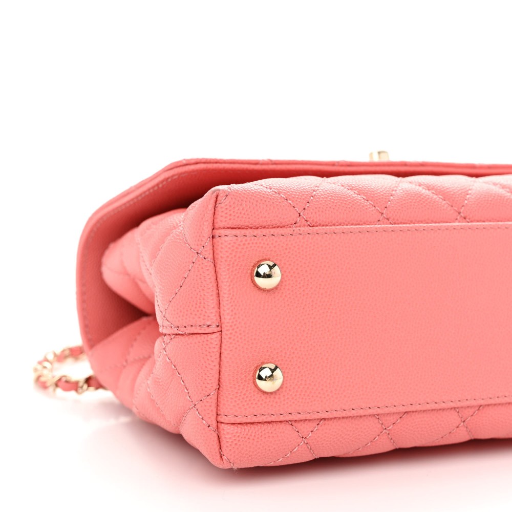 Caviar Quilted Mini Coco Handle Flap Pink