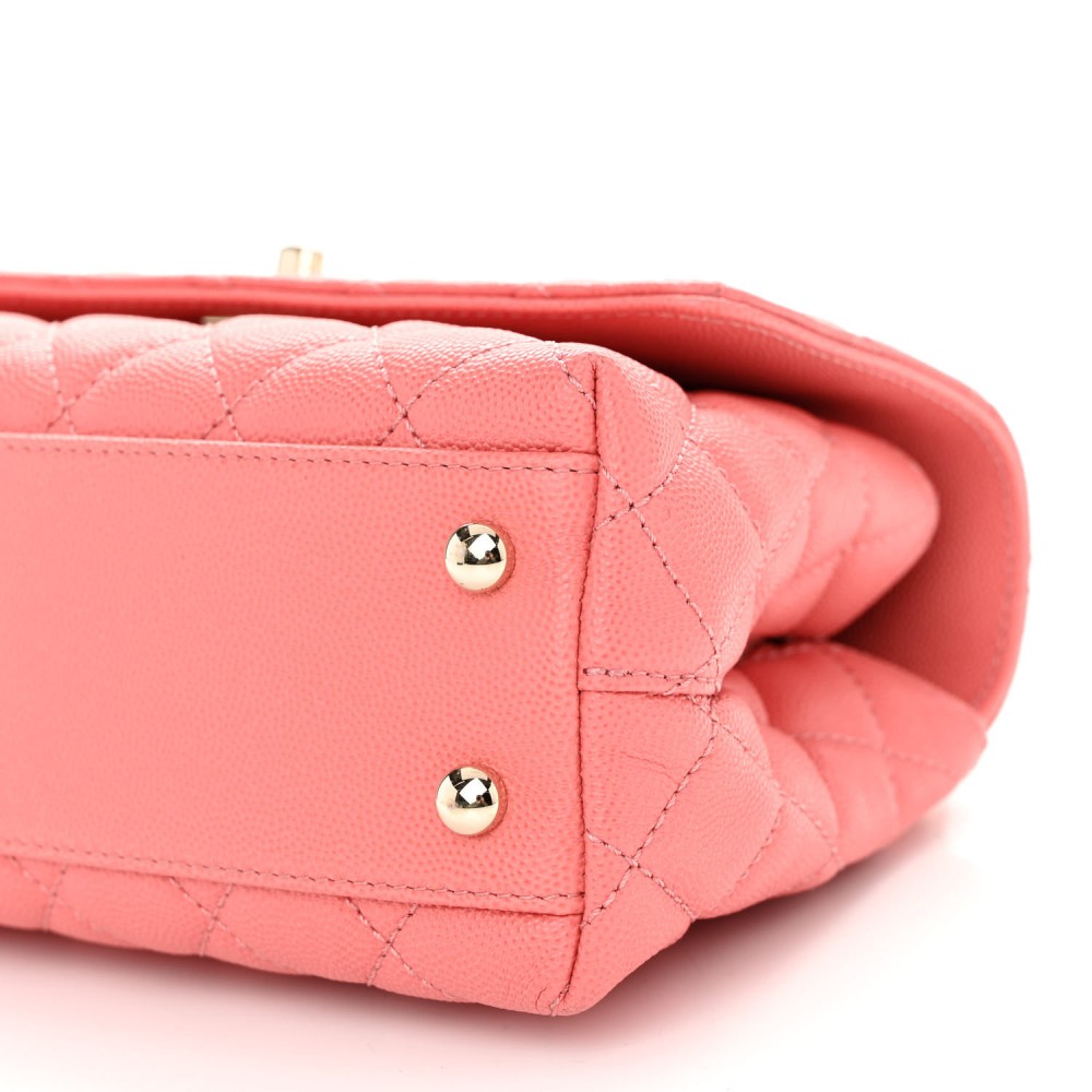 Caviar Quilted Mini Coco Handle Flap Pink