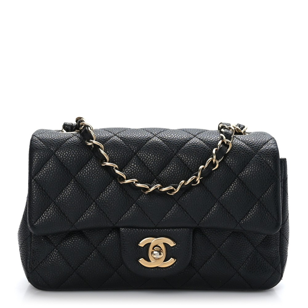 Caviar Quilted Mini Rectangular Flap Black