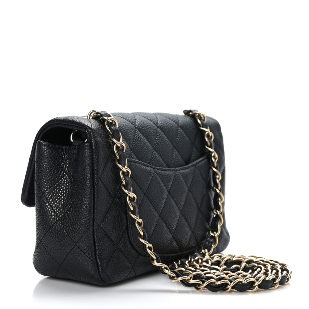 Caviar Quilted Mini Rectangular Flap Black