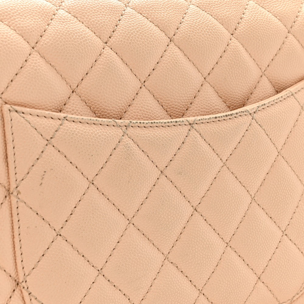 Caviar Quilted Small Coco Handle Flap Beige