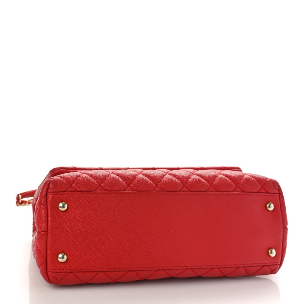 Caviar Quilted Small Coco Handle Flap Red