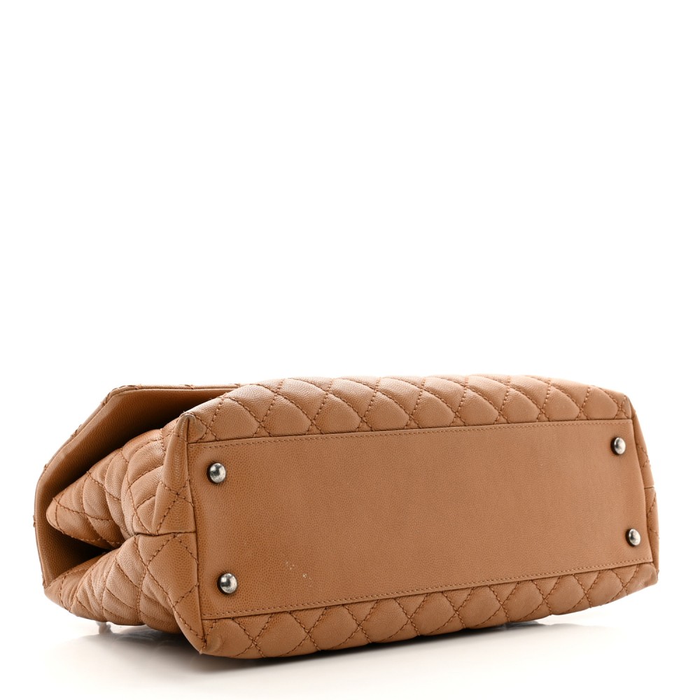 Caviar Quilted Medium Coco Handle Flap Camel