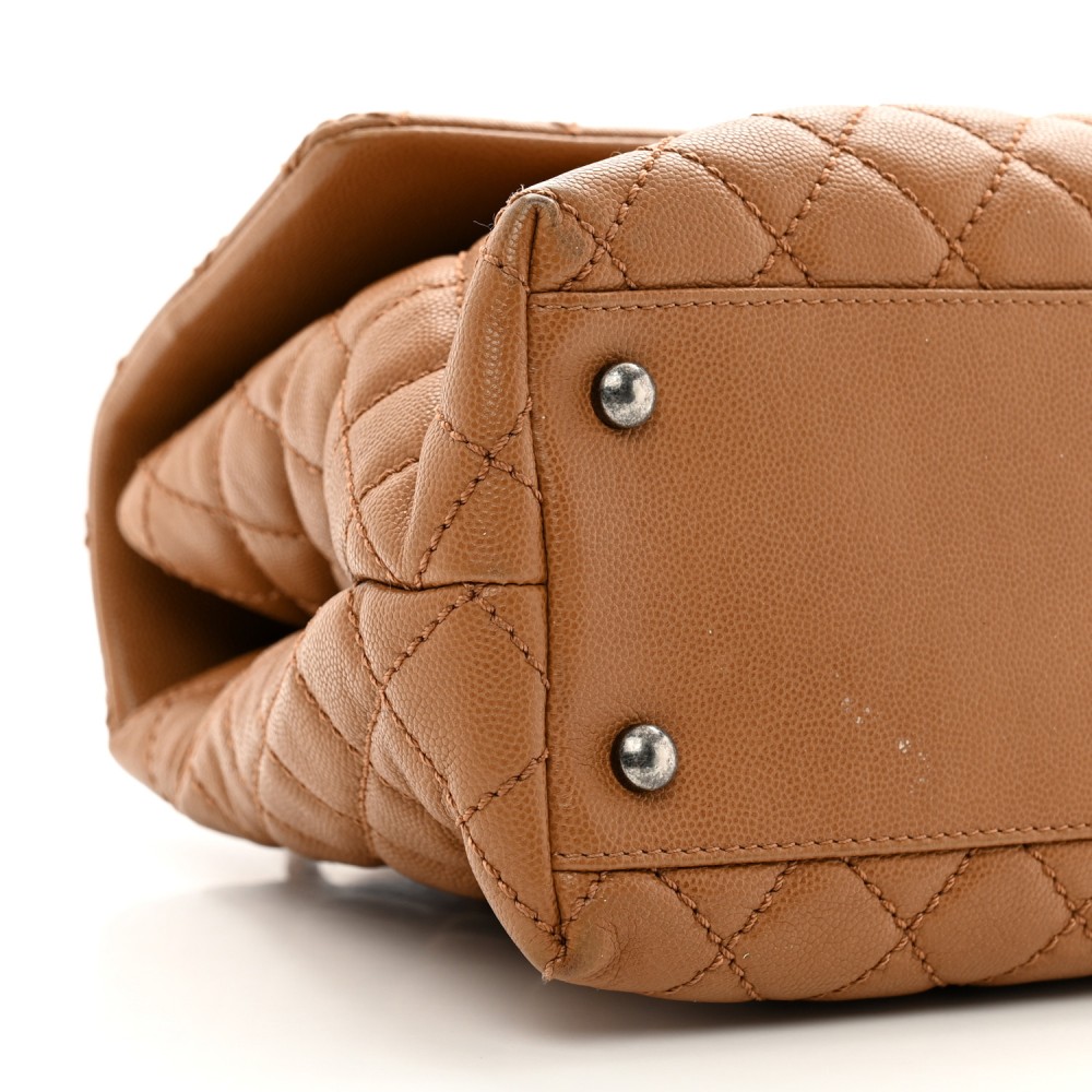 Caviar Quilted Medium Coco Handle Flap Camel