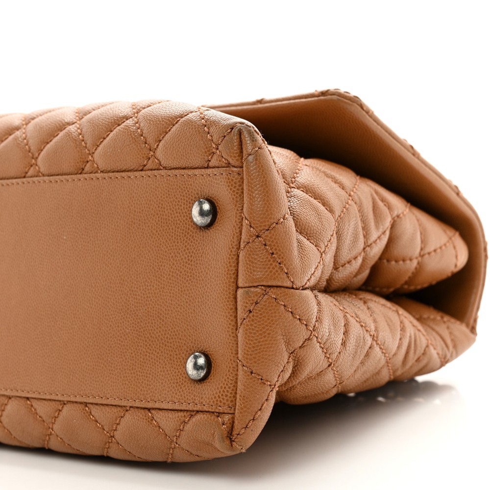 Caviar Quilted Medium Coco Handle Flap Camel