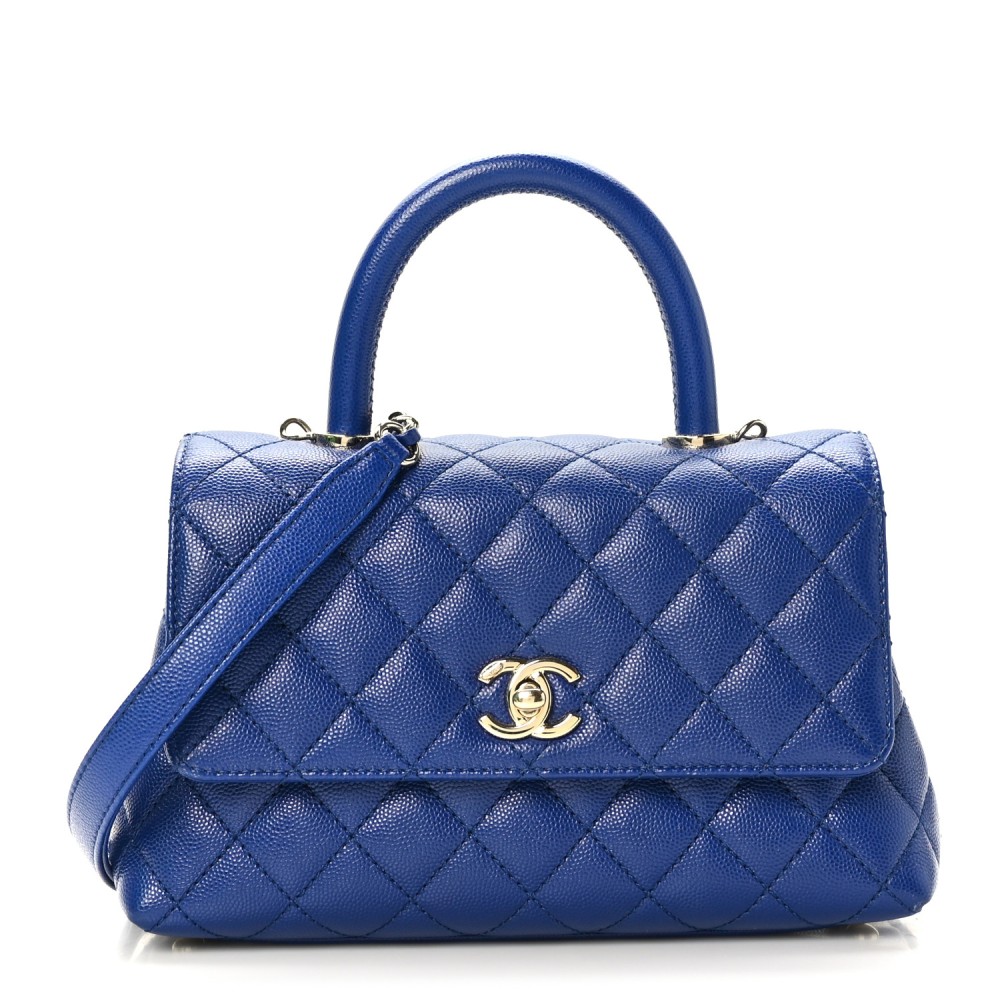 Caviar Quilted Mini Coco Handle Flap Blue