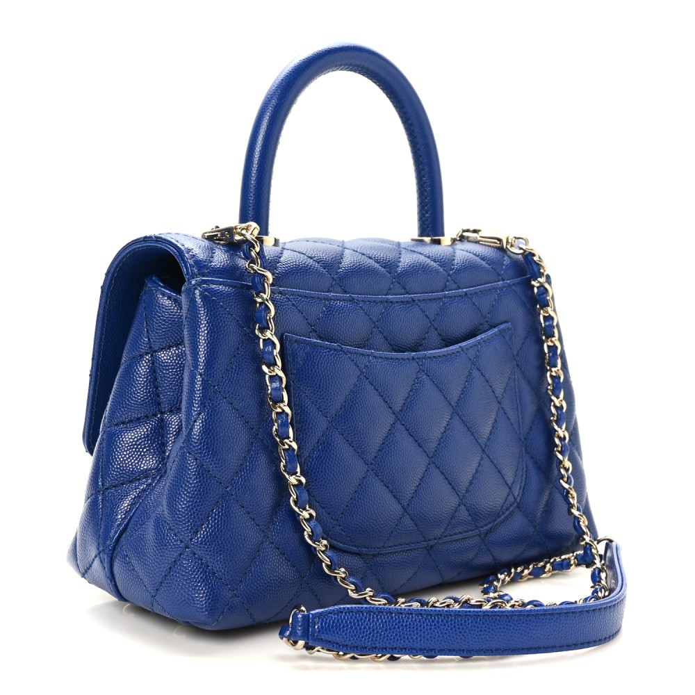 Caviar Quilted Mini Coco Handle Flap Blue