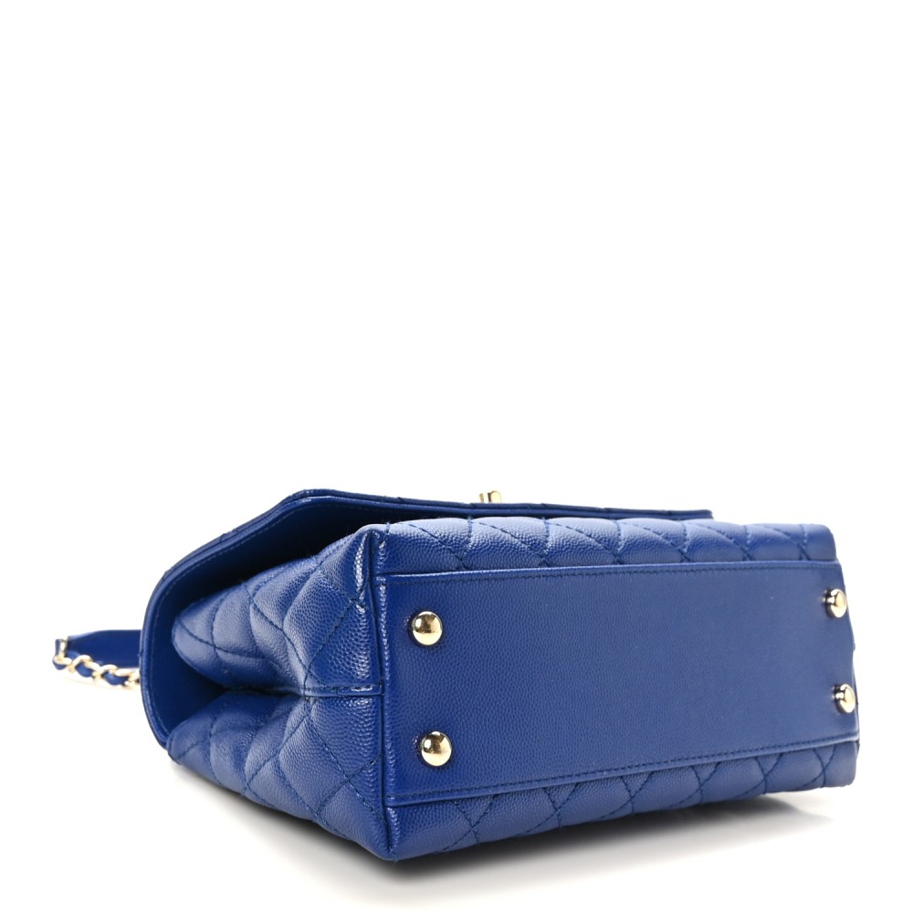 Caviar Quilted Mini Coco Handle Flap Blue