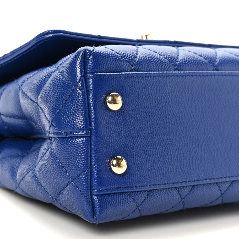 Caviar Quilted Mini Coco Handle Flap Blue