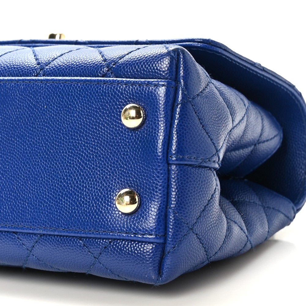 Caviar Quilted Mini Coco Handle Flap Blue