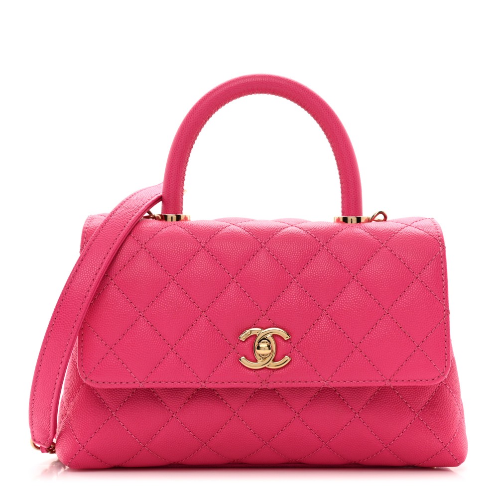 Caviar Quilted Mini Coco Handle Flap Rose