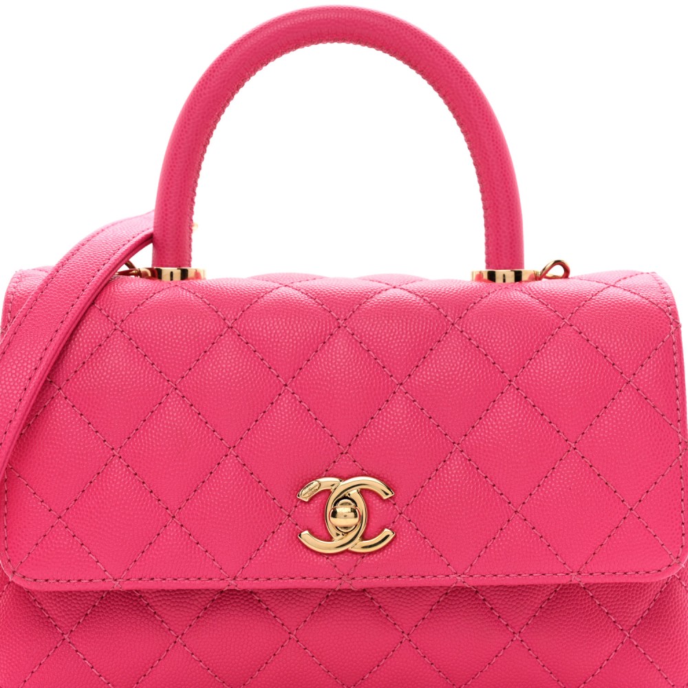 Caviar Quilted Mini Coco Handle Flap Rose