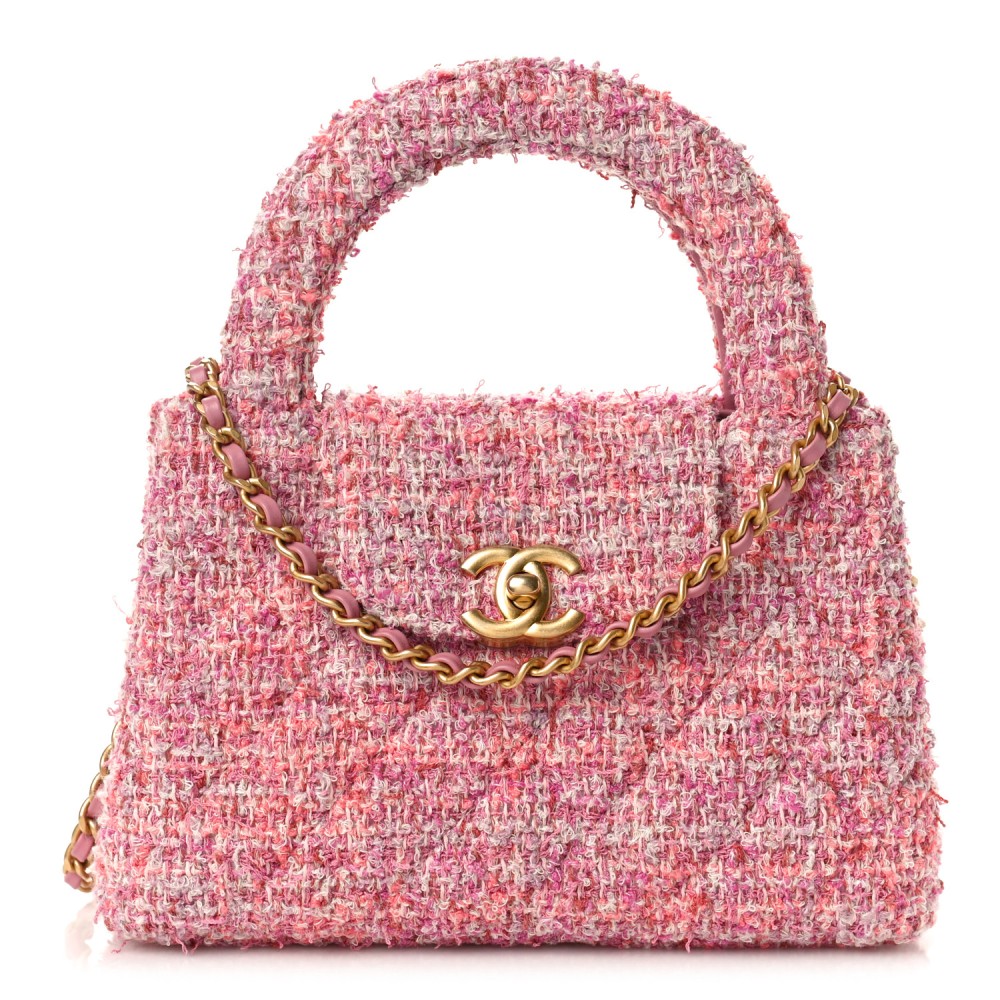 Tweed Quilted Nano Kelly Shopper Pink