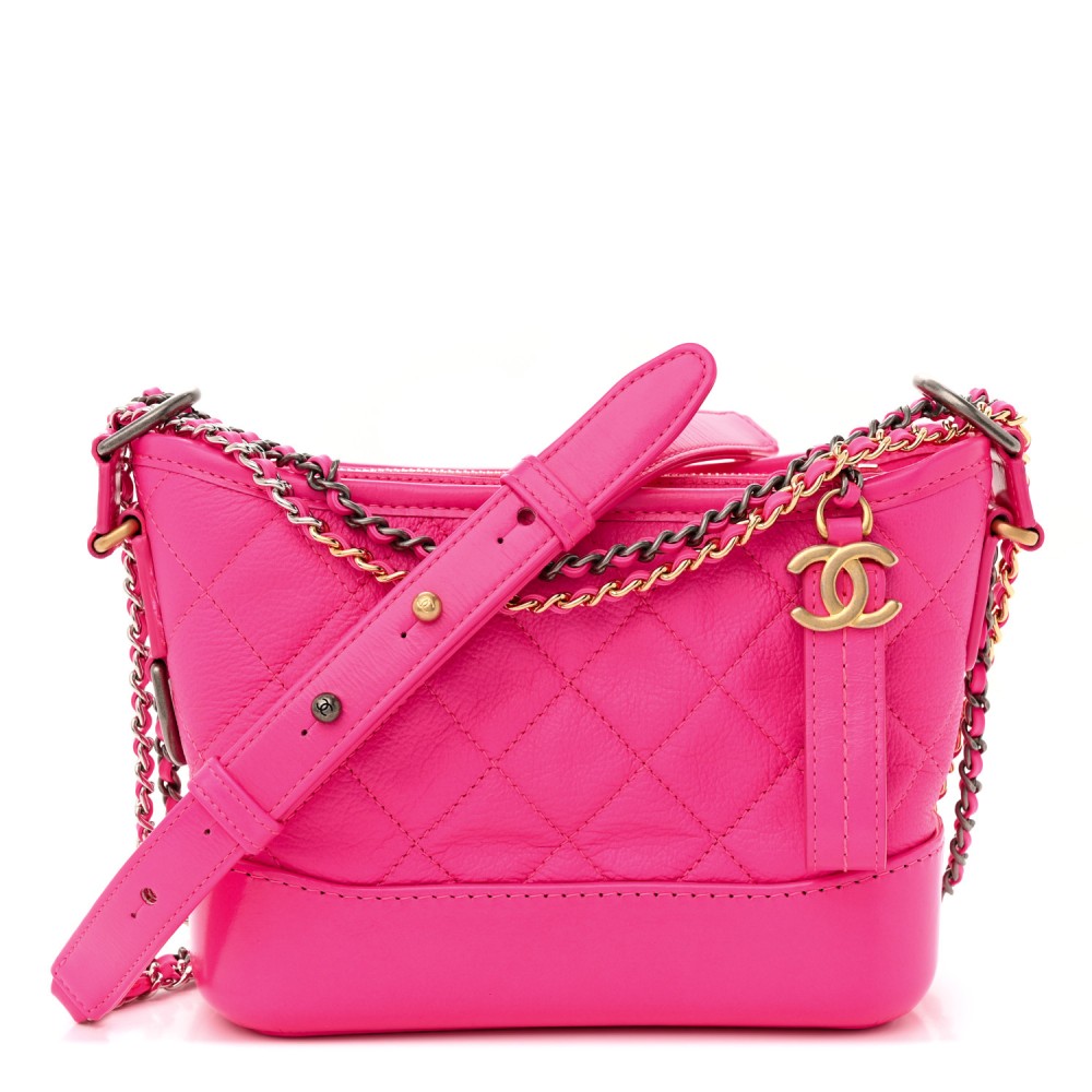 Goatskin Quilted Small Gabrielle Hobo Pink